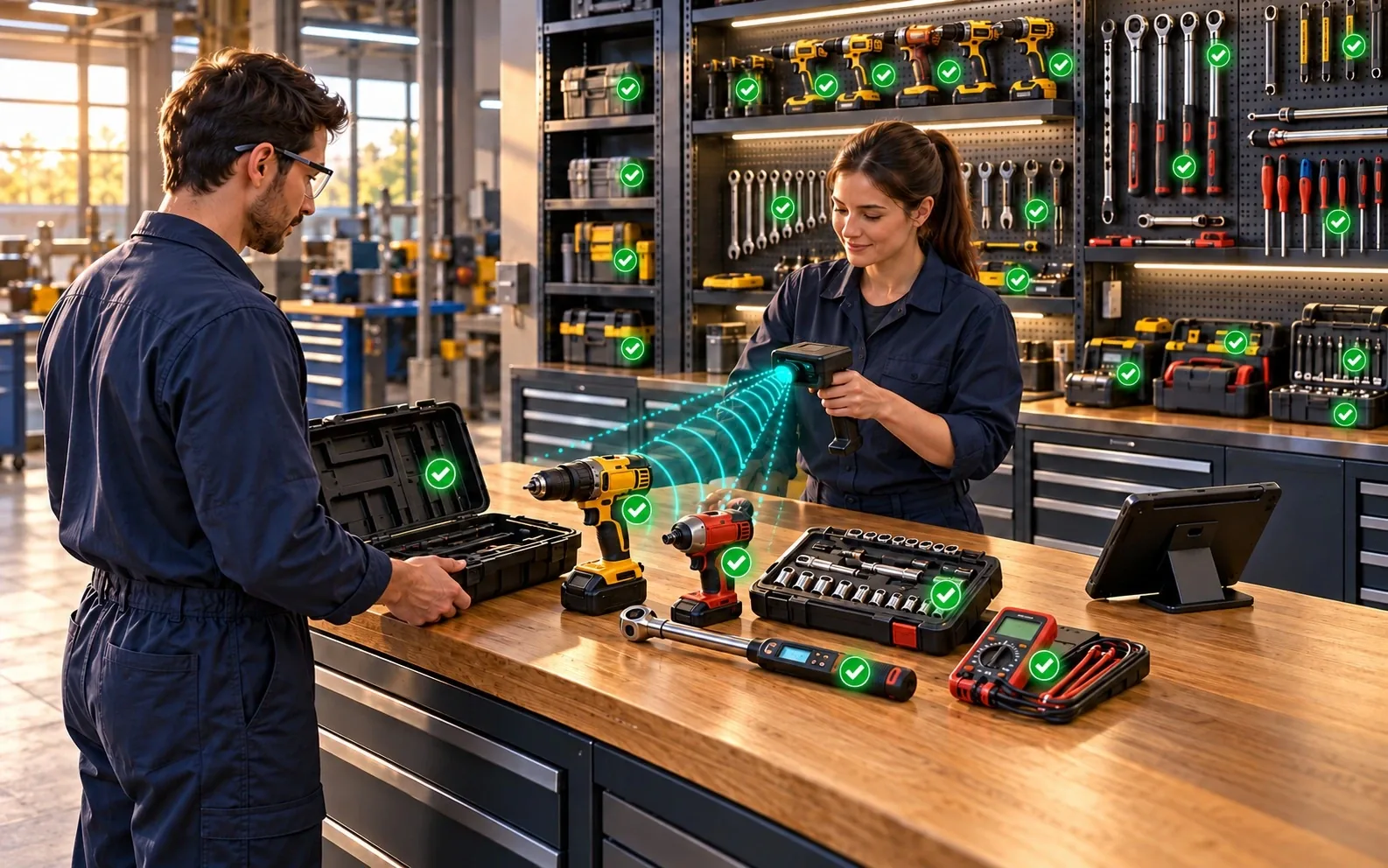 Workshop tools tracked with ToolVerify