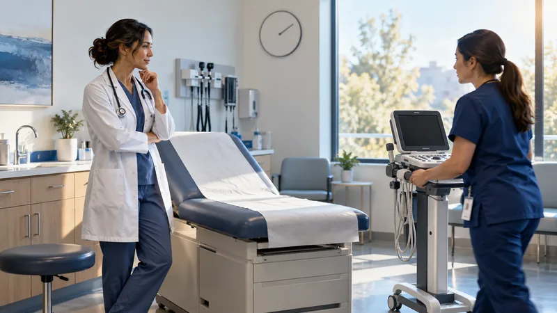 Exam room being prepared while equipment is on the way
