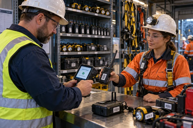 Shift staff issuing a tagged radio