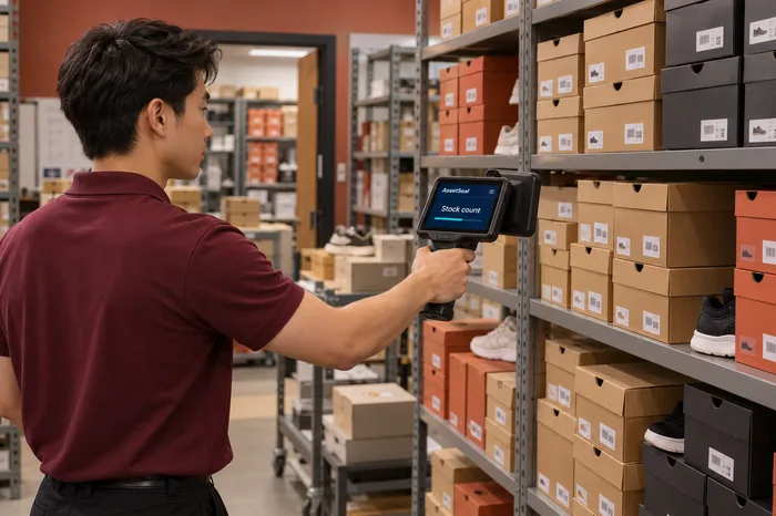 Associate counting stock in the back room