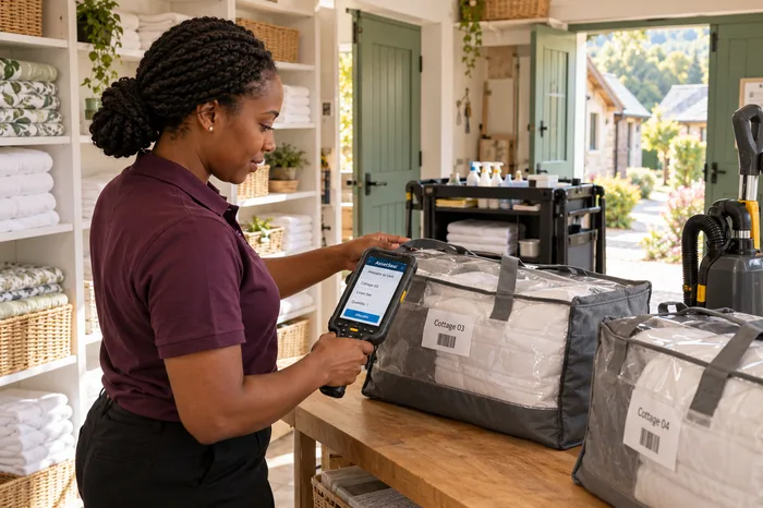 Staff tracking linen packs for a cottage turnover