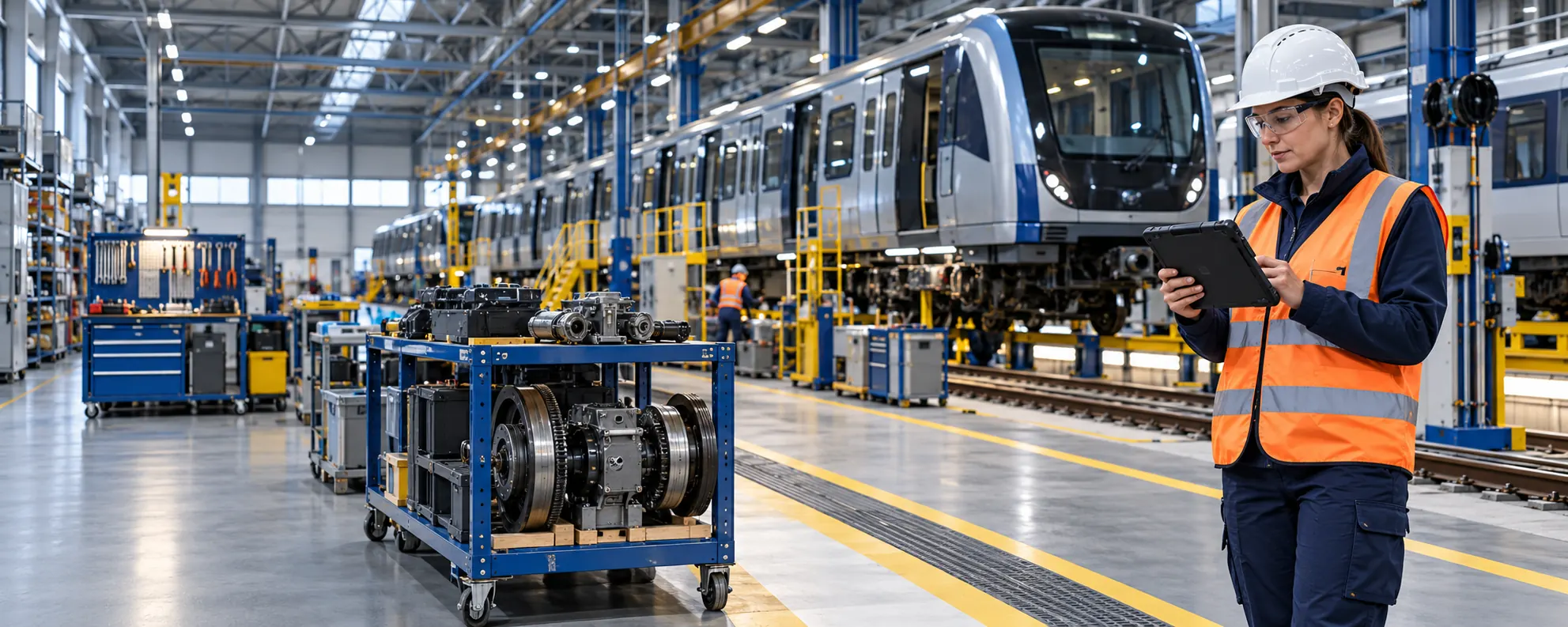 Transit team planning fleet maintenance from asset records
